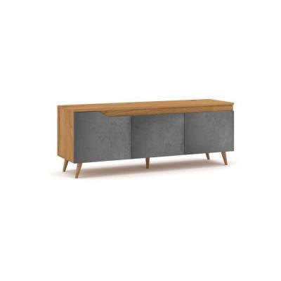 DECONATION Vivaldi meuble banc tv tue - 140 cm - ch&ecirc;ne kraft or / b&eacute;ton graphite