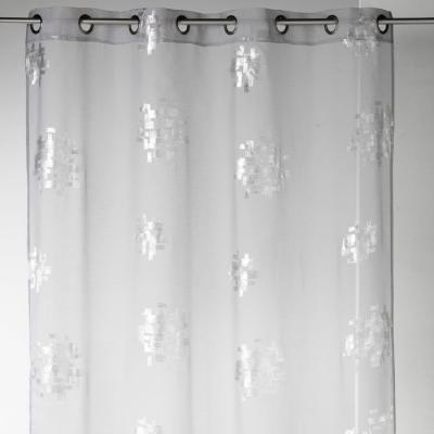 ANTIGUA Voilage Etamine Imprim&eacute; M&eacute;tal - Gris - H 140 x L 240 cm