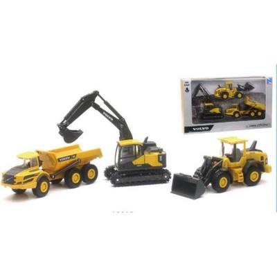 NEW RAY - Coffret 3 engins de Chantier Volvo Window Box, 32095, Jaune
