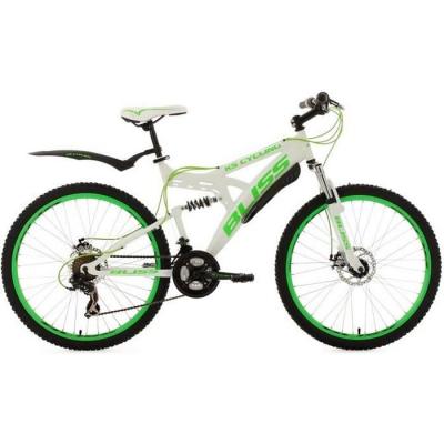 KS CYCLING  VTT Tout Suspendu 26'' Bliss Blanc-Vert TC&nbsp;47&nbsp;cm