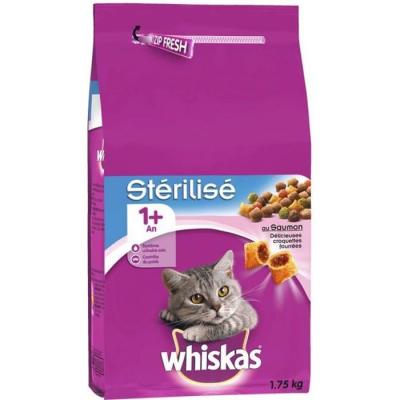 WHISKAS Croquettes Pour Chat Adultes Au Saumon  - Le Sac De 1,75 Kg