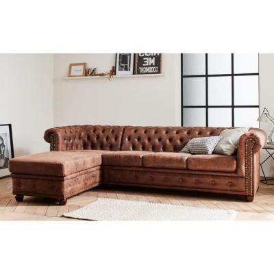 LISA DESIGN Winston - Canap&eacute; d'angle Chesterfield - 4 places - style industriel - gauche