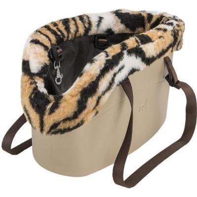 WITH ME Sac de transport avec fourrure pour chien sable 21,5 x 43,5 x 27cm
