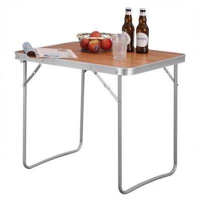 WOLTU  ? Table de camping pliante aluminium MDF 70x60x50cm ? Coins arrondis ? Poign&eacute;e int&eacute;gr&eacute;e ? Capacit&eacute; 15kg ? Pour pique-nique et camping