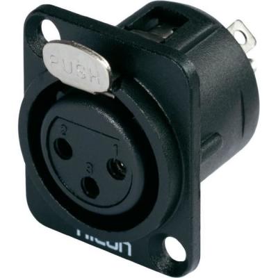 HICON XLR embase femelle, contacts droits HI-X3DF-M Nombre de p&ocirc;les: 3 noir
