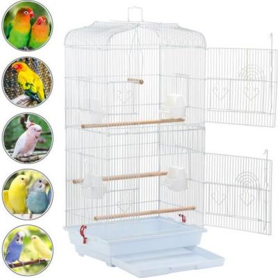 YAHEETECH Cage Oiseaux Voli&egrave;re pour Canaries Perruche Calopsitte 46 x 36 x 92 cm Blanc - 