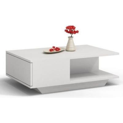 Table basse moderne pour salon avec un espace de rangement Blanc