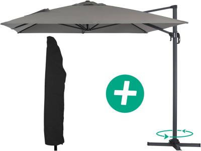 HABITAT ET JARDIN Parasol jardin d&eacute;port&eacute; Alu ""Sun 4"" - Rectangle - 3 x 4 m + Housse de protection - Gris