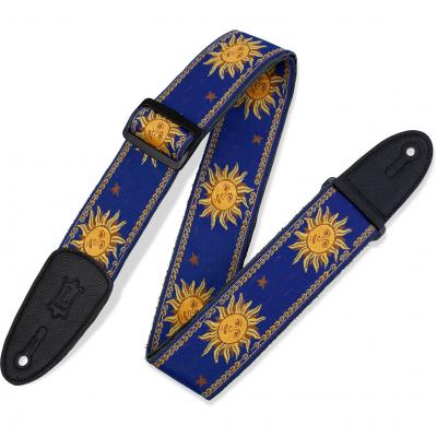 LEVY S Levy's Polyester/Vinyl Guitar Strap - Jacquard Sun - Blue