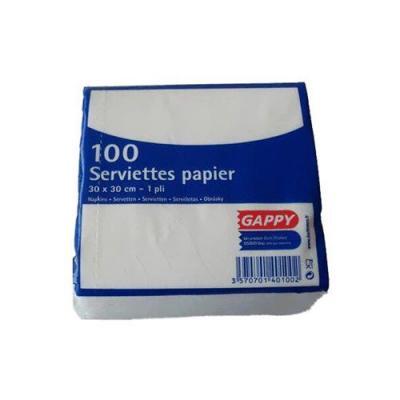 GENERIQUE DART FRANCE 100 Serviettes 30 X 30 1 Pli Blanc - Lot de 10
