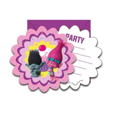 DreamWorks Lot de 6 cartes d'invitation avec enveloppes Trolls - Violet/multicolore