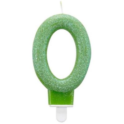 AMSCAN  bougie '0' vert 7 cm 