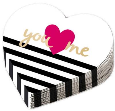 Lot 12 Serviettes en papier Coeur - Forme Coeur 32 cm