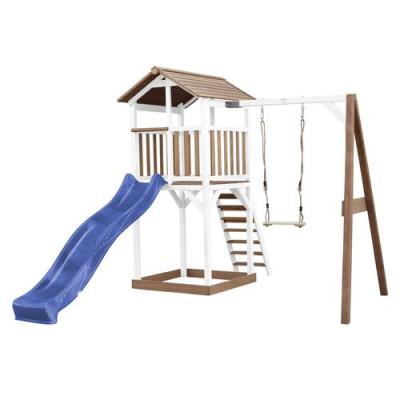 AXI Beach Tower avec Balancoire Simple Marron Blanc Bleu Toboggan