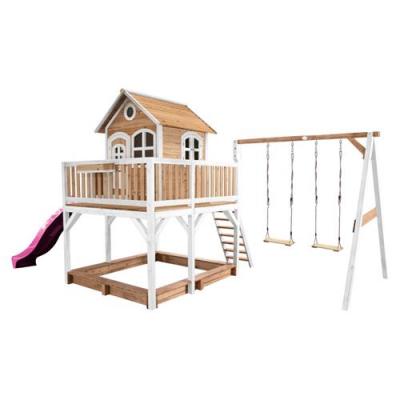 Classic Liam Maisonnette, Avec 2 Balan&ccedil;oires Marron/Blanc - Avec Toboggan Violet