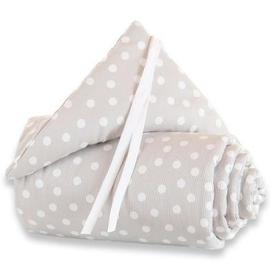 BABYBAY  Tour de lit b&eacute;b&eacute; piqu&eacute; Maxi pois blanc 168x24 cm 