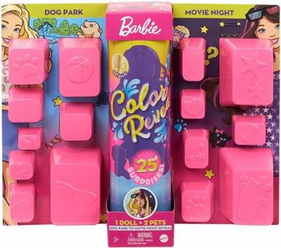 BARBIE  poup&eacute;e adolescente Color Reveal Dogpark/films de filles 17 pi&egrave;ces