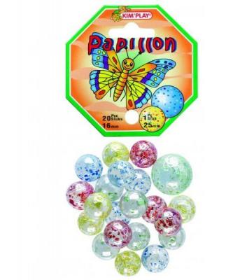 KIM PLAY Billes - Filet de 20 billes et 1 calot - Papillon