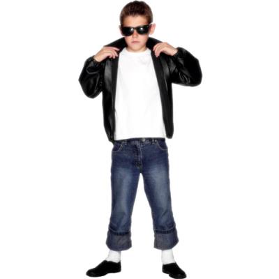 SMIFFY S Smiffys Licenciado oficialmente Veste Grease T-Birds, Noir, avec logo - 10-12 ans