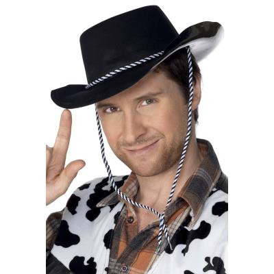 GENERIQUE Smiffys Chapeau de cowboy, plastique floqu&eacute;, noir, avec corde