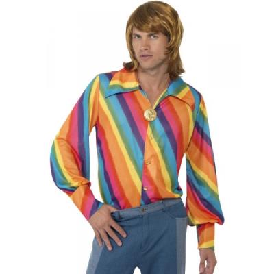 SMIFFYS Chemise arc-en-ciel des ann&eacute;es 70 pour homme - L