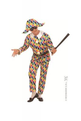 WIDMANN Costume Arlequin Satin Adulte - Multicolores - S