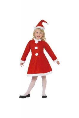 SMIFFYS Costume Mini Miss Santa Flanelle Enfant - Rouge - 150 cm