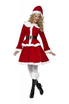 SMIFFYS Costume Miss Santa Velours Mere Noel - Rouge - XL