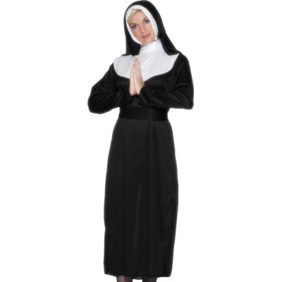 SMIFFY?S Smiffys Costume de religieuse, noir, avec robe et coiffe - Taille S