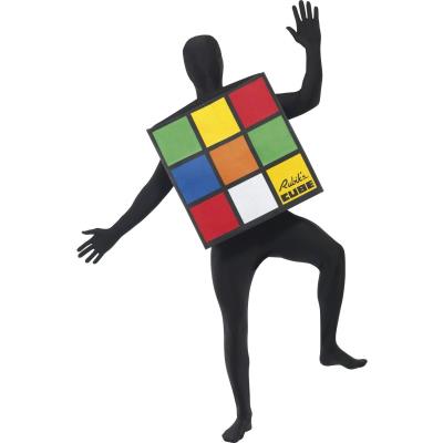 RUE DE LA FETE Smiffys Licenciado oficialmente Costume Rubik's Cube Unisex, Multicolore, avec cube