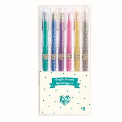  Djeco DD03755 - 6 Stylos Gel Pailletes
