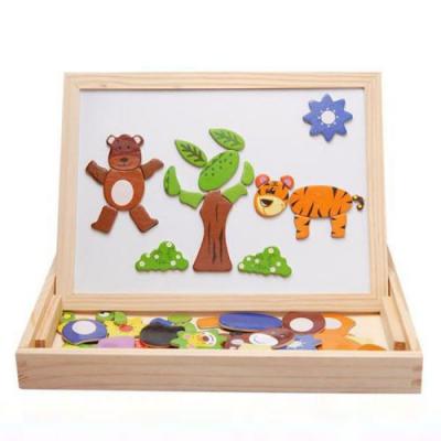 GENERIQUE Enfants Tableau Magn&eacute;tique Jigsaw Puzzle en Bois Jeux Multi-Fonctionnels Jouets &Eacute;ducatifs Multicolore WEN053 