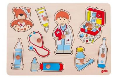 GOKI  m&eacute;decin de puzzle de forme en bois 9 pcs 