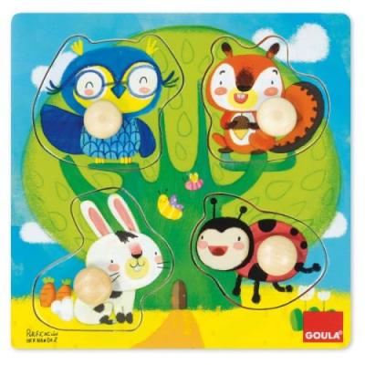 ALPEXE Goula forme puzzle Animaux de la for&ecirc;t 22 x 22 cm 4 pi&egrave;ces 