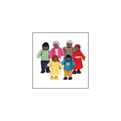 HAPE  E3501  - Famille de 6 poup&eacute;es &agrave; peau sombre
