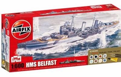 AIRFIX Maquette bateau  HMS Belfast (coffret cadeau ou pour d&eacute;butant)-