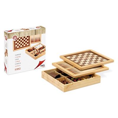 Coffret en bois &eacute;checs, dames, et backgammon