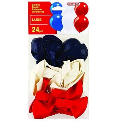 KIM PLAY Ballons - A gonfler - Bleu, blanc, rouge - Sachet de 24 - Supporteur - F&ecirc;te