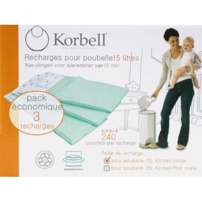 KORBELL  - Recharge Poubelle - Standard - 16 L - x3 - Biod&eacute;gradable - Anti-Odeurs