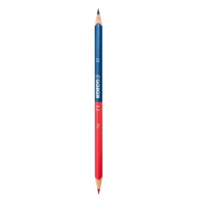 KORES  Etui 12 Crayons De Couleur Twin, Bleu / Rouge, Triangulaire