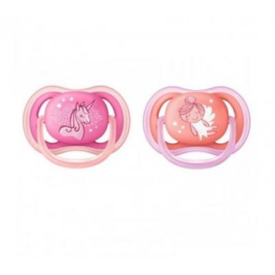 PHILIPS AVENT Scf345/22 lot de 2 sucettes ultra a&eacute;r&eacute;es - 6/18 mois - rose/orange