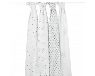 ADEN+ANAIS Maxi-lange lot de 4 twinkle &eacute;toiles grises Aden et Ana&iuml;s