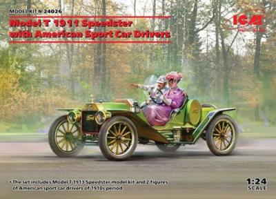  Model T 1913 Speedster With American Sport Car Drivers - 1:24e - Icm