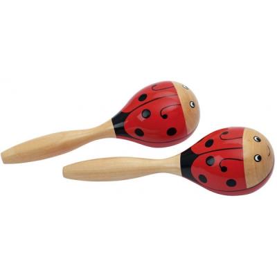 GOKI Paire de maracas coccinelles bois 
