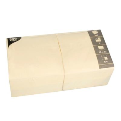 PAPSTAR  lot de 250 serviettes, 330 x 330 mm, 3 couches, cr&egrave;me