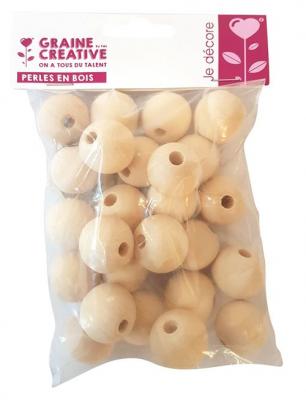 GRAINE CREATIVE ON A TOUS DU TALENT Perle en bois &Oslash; 40 mm boule perc&eacute;e &Oslash; 8 mm 10 pi&egrave;ces - graine cr&eacute;ative 