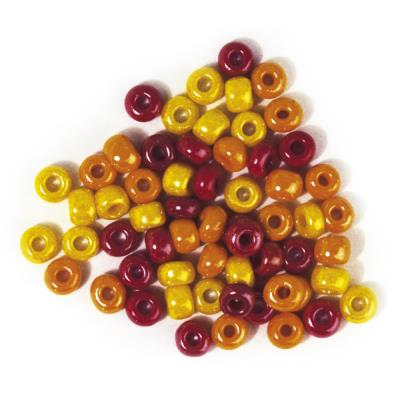 RAYHER Perle en verre - Grand trou - &Oslash; 5,4 mm - Teintes rouge/jaune 