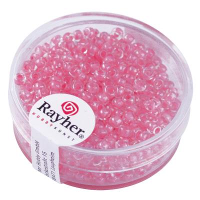 RAYHER Perle Rocaille - Rose tendre - Arktis - Lustr&eacute;e- &Oslash;2,6mm-17 g