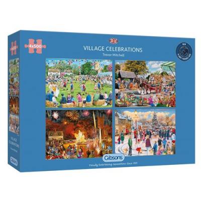GIBSONS Puzzle 4x500 Pi&egrave;ces - Village Celebrations
