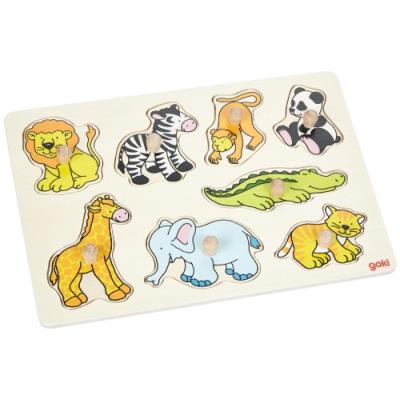 GOLLNEST Goki - 57874 - Puzzle &agrave; Encastrements Bois - Les Animaux du Zoo